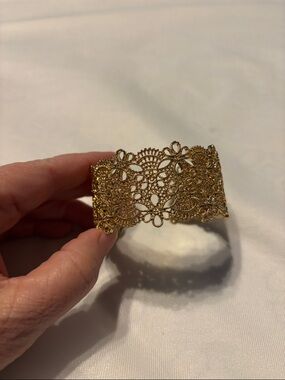 Gold Filigree Lace Cuff Bracelet